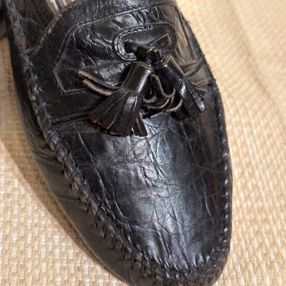 Men’s Slip-on Black Textured Leather with Tassel Shoe.  By Alfani
